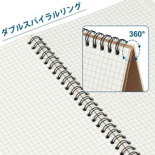 ZCZN ノート A5 リング 60枚 方眼 5mm 6冊セット オフィス 勉強