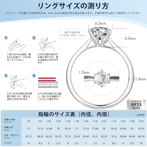 KRKC＆CO プロポーズリング モアッサナイト 一粒ダイヤモンド レディースゆびわ 0.5/1カラット 婚約指輪 シルバー925 モアサナイト エンゲ