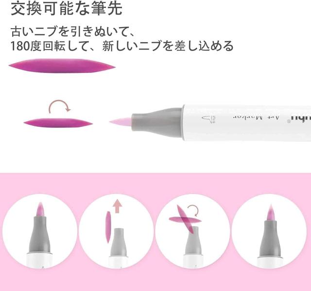 Ohuhu マーカーペン 筆タイプ 320色 プロ愛用 イラスト イラスト