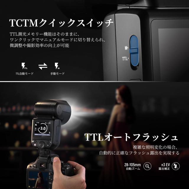 NEEWER Z2-N 2.4G TTLラウンドヘッドフラッシュストロボ スピードライト アップグレードUI TTL/M TCMトグルキー 2モデリングランプ ドー