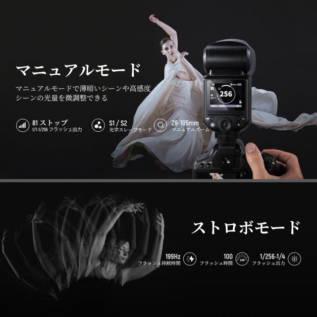 NEEWER Z2-N 2.4G TTLラウンドヘッドフラッシュストロボ スピードライト アップグレードUI TTL/M TCMトグルキー 2モデリングランプ ドー