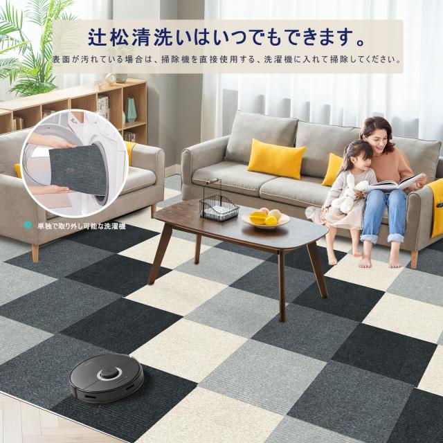 【Amazon 限定ブランド】タイルカーペット ジョイント マット 【30x30cm 厚さ4mm】 40枚 フローリング HDMOD タイルカーペット 大判 吸着_4