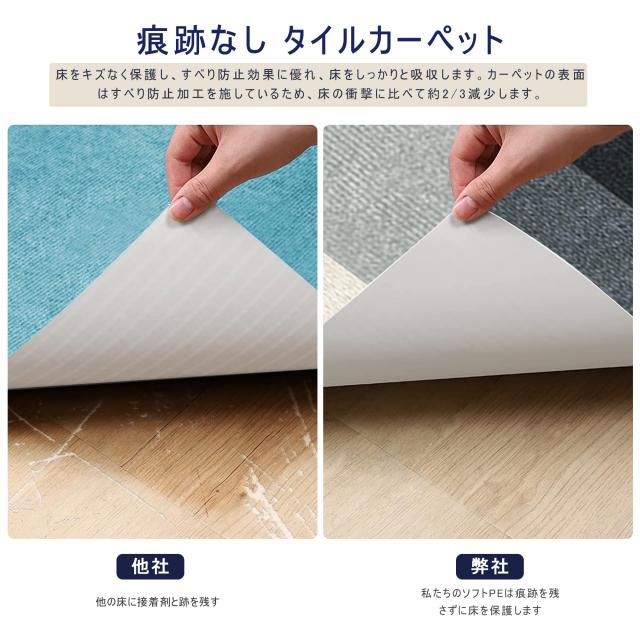 【Amazon 限定ブランド】タイルカーペット ジョイント マット 【30x30cm 厚さ4mm】 40枚 フローリング HDMOD タイルカーペット 大判 吸着_6