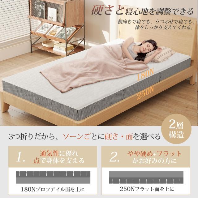 マットレス シングル 3つ折り- ATOPEN 高反発マットレス 極厚