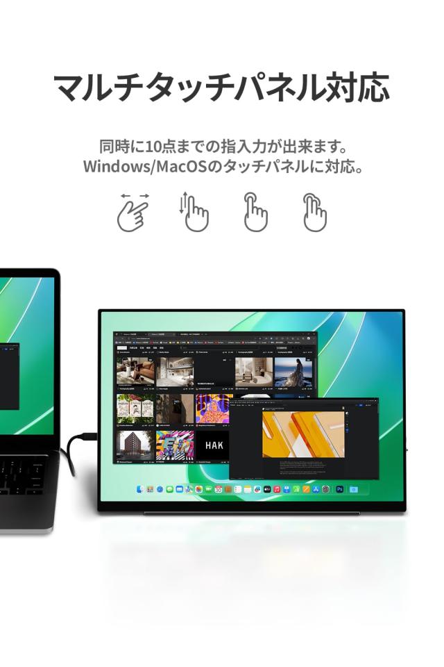 EHOMEWEI デュアルモニター 15.6インチ QLED 1920x1200 WUXGA デュアル