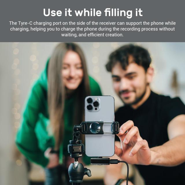 Godox WES1 Kit2 ワイヤレスマイク iPhone/Lightning用 大容量バッテリー デュアルチャンネル 2.4G ワイヤレスマイク 200m伝送範囲 ノイ