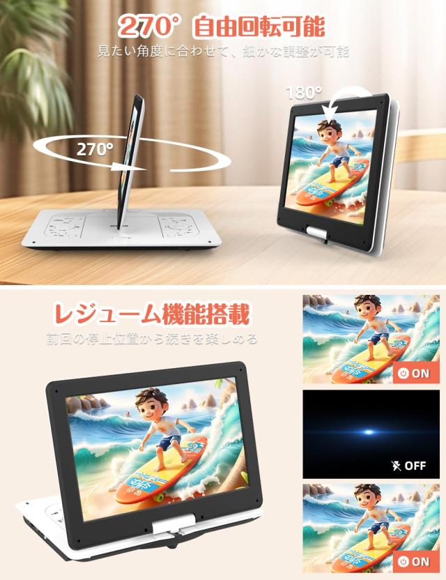新機種・超大画面・目に優しい】AESTIQUO ポータブルDVD