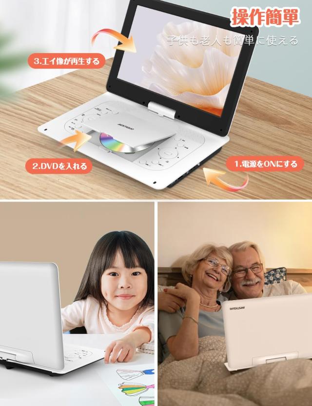 新機種AESTIQUO ポータブルDVDプレーヤー 17.9型 14.1インチ Amazon | 【新機種】 ASUTAS ポータブルdvdプレーヤー 17.9型