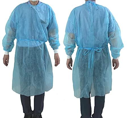 ガウン 100枚 ポリプロピレン 不織布 介護用ガウン 10枚×10個 袖はニットタイプのケース販売 (100)_1