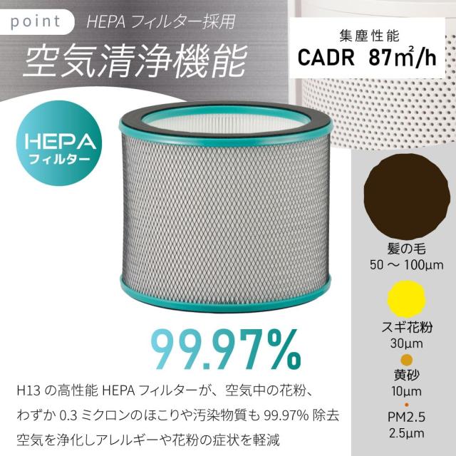 オーム電機 空気清浄機 11畳 羽根なしファン付き おしゃれ スタイリッシュ 空気清浄機能付きファン ホワイト APF-D34A-W 08-1584 OHM_2