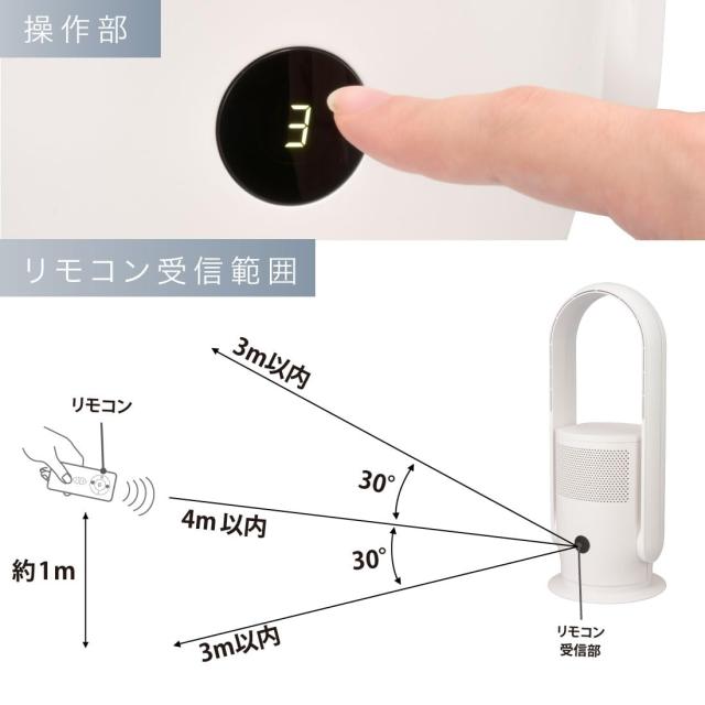 オーム電機 空気清浄機 11畳 羽根なしファン付き おしゃれ スタイリッシュ 空気清浄機能付きファン ホワイト APF-D34A-W 08-1584 OHM_8