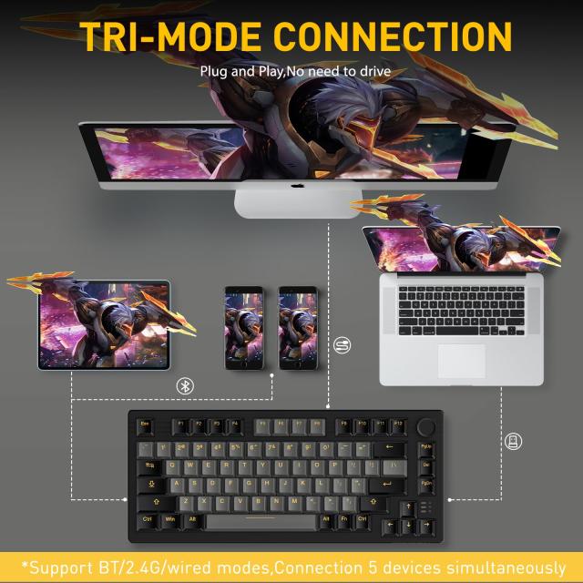 DAREU EK75PRO ゲーミングキーボード 無線 テンキーレス 2.4G