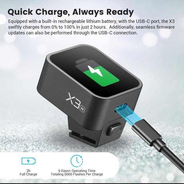Godox X3-N ワイヤレスフラッシュトリガー OLEDタッチスクリーン 充電式電池 USB-C充電 クイックフィットホットシュー Godox 2.4G X ワイ