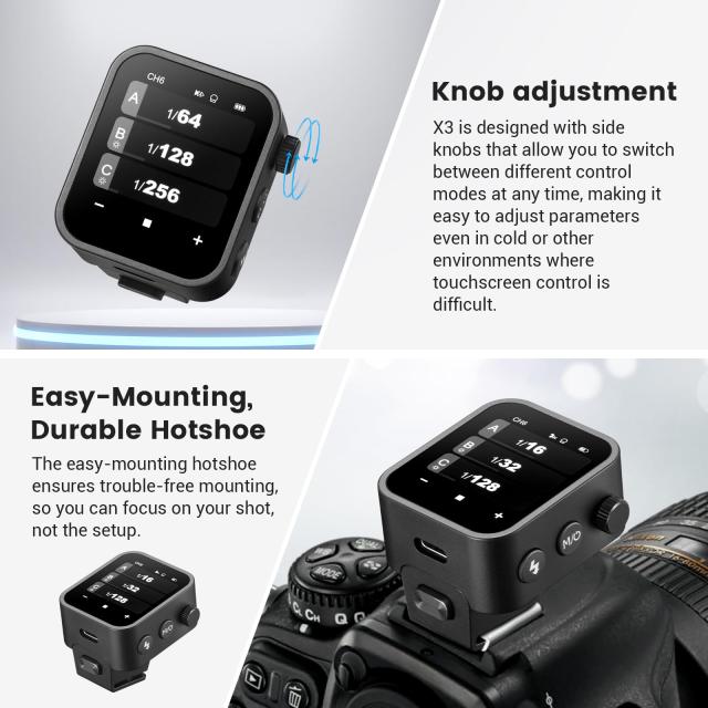 Godox X3-N ワイヤレスフラッシュトリガー OLEDタッチスクリーン 充電式電池 USB-C充電 クイックフィットホットシュー Godox 2.4G X ワイ