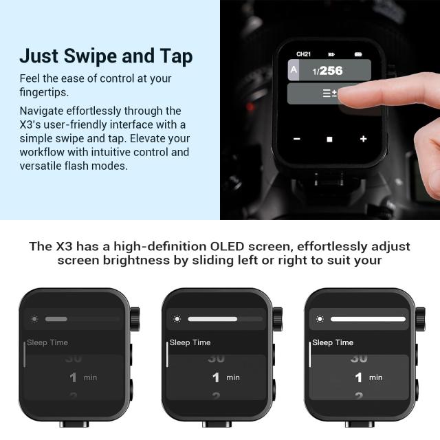 Godox X3-F ワイヤレスフラッシュトリガー OLEDタッチスクリーン 充電式電池 USB-C充電 クイックフィットホットシュー Godox 2.4G X ワイ