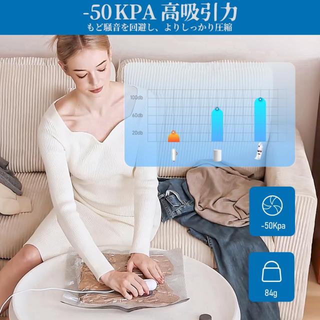 Vacbird 圧縮袋 旅行用 衣類圧縮袋 8枚入 USB 電動ポンプ付き 40*40 *3