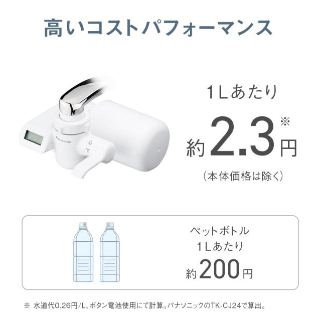 【2024年発売】パナソニック 蛇口直結型浄水器 PFOS/PFOA除去対応 液晶表示タイプ TK-CJ24-W ホワイト_5