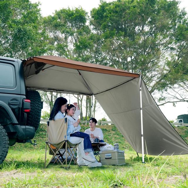 GOTIDYカーサイドタープ ワンタッチ 車 タープ テンションポール伸縮版