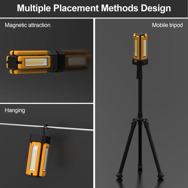 投光器 LED 作業灯 8000lm 超高輝度 USB充電式 ソーラー充電 4つ点灯