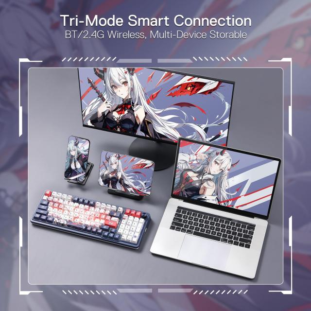 Redragon K686 PRO SE 98ワイヤレスガスケットrgbゲーミングキーボードのキー,3モードのアニメメカニカルキーボードw/ホットスワップソケ_5