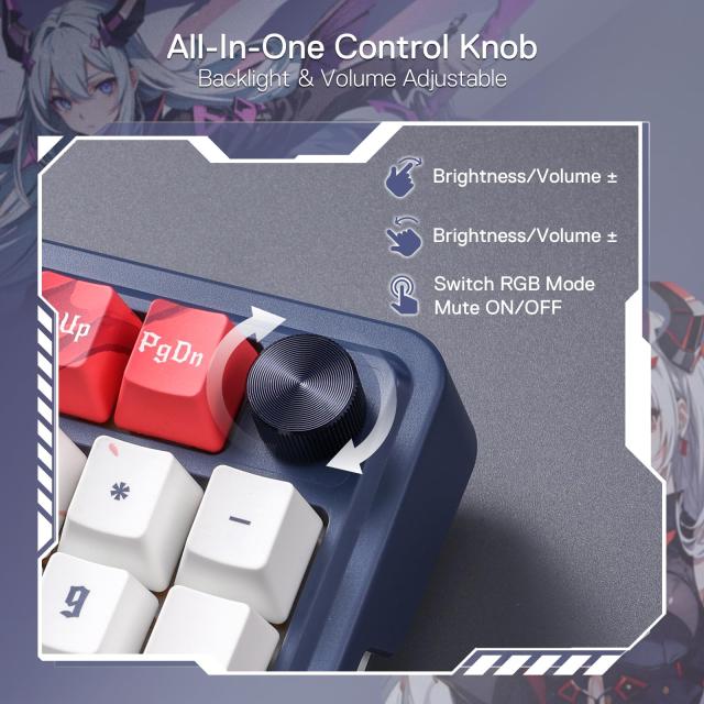 Redragon K686 PRO SE 98ワイヤレスガスケットrgbゲーミングキーボードのキー,3モードのアニメメカニカルキーボードw/ホットスワップソケ_7