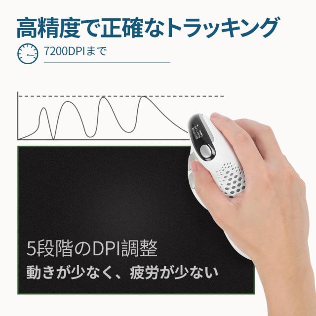 DELUX Seeker エルゴノミクスマウス 無線、OLEDスクリーン、6ボタン＆親指ホイール、静音、7200 DPI、3モード：有線/ワイヤレス2.4G/Blue_5