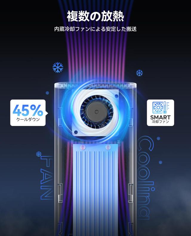 ORICO M.2 SSD 外付けケース 40Gbps 工具不要最新 USB4 NVMe 専用M.2 SSDケース ファン内蔵の透明Thunderbolt 4 SSD ケース2230 2242 226_4