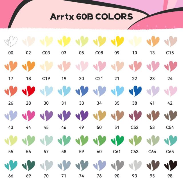 Arrtx アクリルペイントマーカー 60B ブラシチップ アクリルマーカー ロックペインティング ガラス ストーン ウッド セラミックファブリ