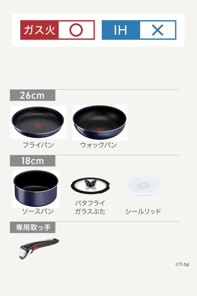 ティファール 取っ手のとれる 鍋 フライパンセット 6点セット ガス火対応 「インジニオ・ネオ フレンチブルー」 こびりつきにくい L16490_1