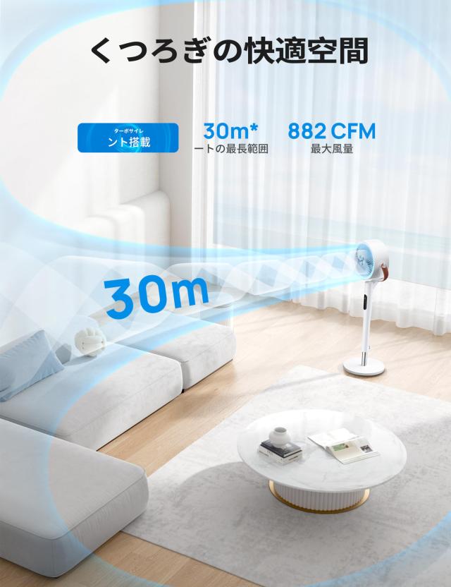 Dreo サーキュレーター DCモーター 上下左右自動首振り Amazon | Dreo 扇風機 リビング DCモーター 120°上下手動+120