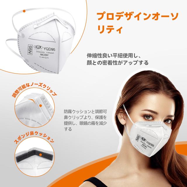 YICHITA YQD95 医療用N95マスク 個包装 折畳式 頭掛け式 360度3D設計