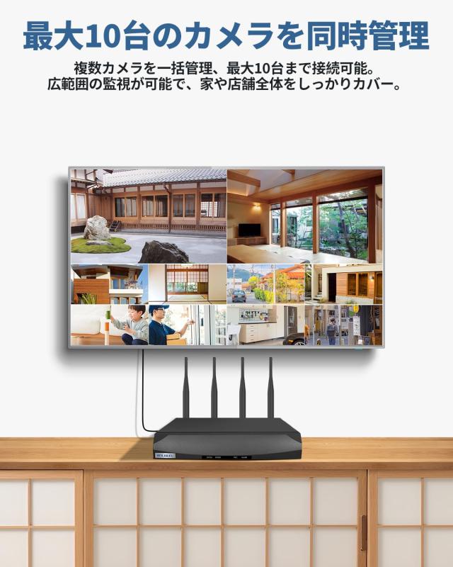 双方向通話・ダブルアンテナ信号強化・130° 超広角】防犯カメラセット