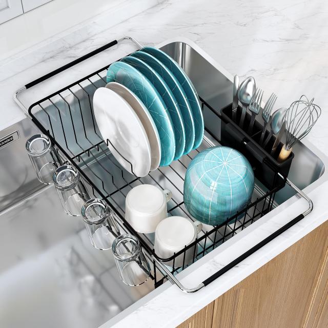 JASIWAY 伸縮式シンクディッシュ シンクの上 皿乾燥ラック 水切り