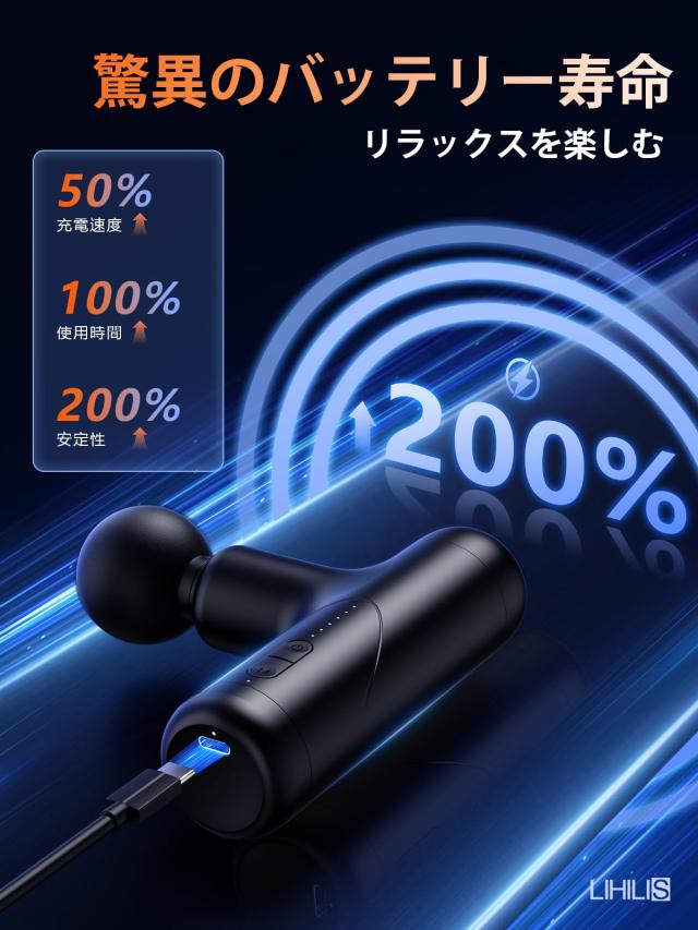 筋膜リリースガン【2024新進化！220g超軽量？極小型】LIHILIS