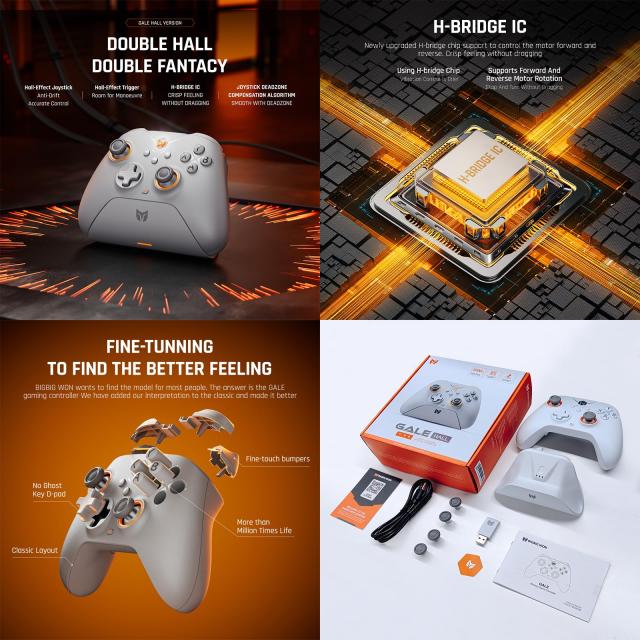 コントローラー、BIGBIG WON Gale Hall PCコントローラー、モーションコントロール、ホールジョイスティック＆トリガー、3ペアのサムステ_8
