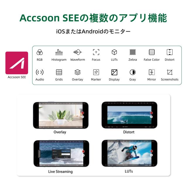 【Accsoon公式ストア】Accsoon CineView HE HDMI 映像伝送システム送信機受信機セット、2.4GHz+5GHzデュアルバンド伝送、UVC出力、ライブ