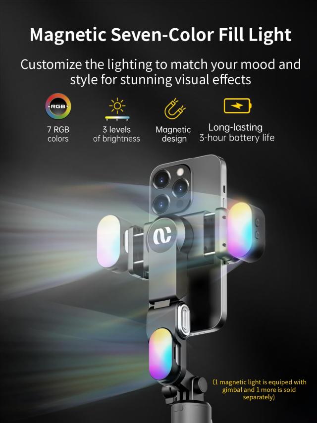 AOCHUAN スマートフォン用ジンバルスタビライザー 2軸電話ジンバル 360°回転 iPhone/Android用 自撮り棒三脚 自動顔追跡機能付き ワイヤ AOCHUAN スマートフォン用ジンバルスタビライザー 2軸電話ジンバル 360