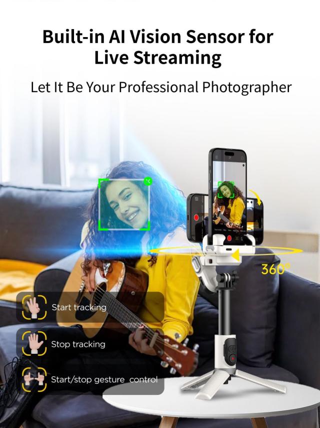 AOCHUAN iPhone用ジンバルスタビライザー、TiK Tok YouTubeビデオ録画