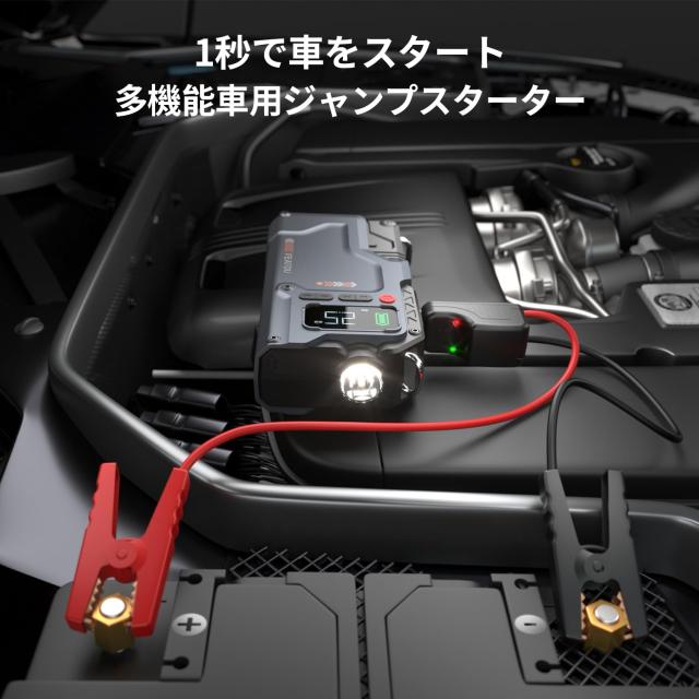 Autowitジャンプスターター空気入れ 12000mAh大容量 ピーク電流3000A バッテリーチャージャー 12V車緊急始動バッテリー充電器（最大8.5L_1