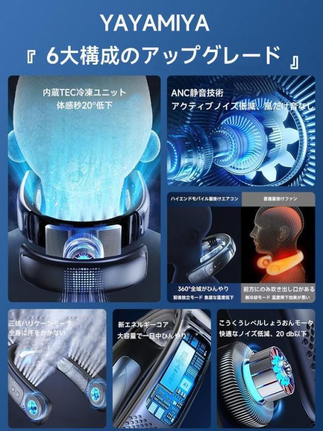 YAYAMIYA ネッククーラー ネックファン 6000mAh 2024 新登場冷却技術