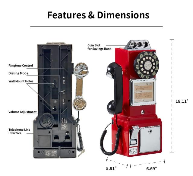 Ryan Bros. American Retro 1950年代 公衆電話 コインバンク 壁掛け