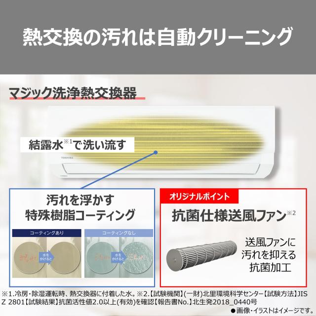 TOSHIBA(東芝) ルームエアコン 14畳用 4.0kW 冷暖房 静音 内部洗浄 内部乾燥 高さ25cm RAS-N401TE(W)
