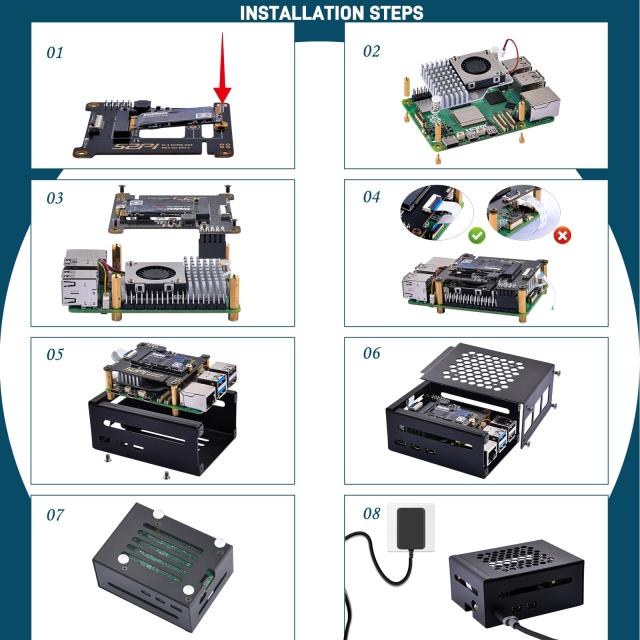 GeeekPi Raspberry Pi 5 ケース、PD 27W 電源付き | PCIe M.2 NVMe SSD