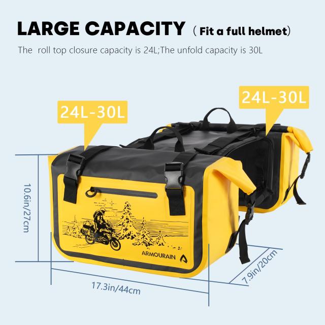 ARMOURAIN バイクのサイド・バッグ50L (25L*2) の座席袋サドル袋オートバイの付属品 (Yellow)_4