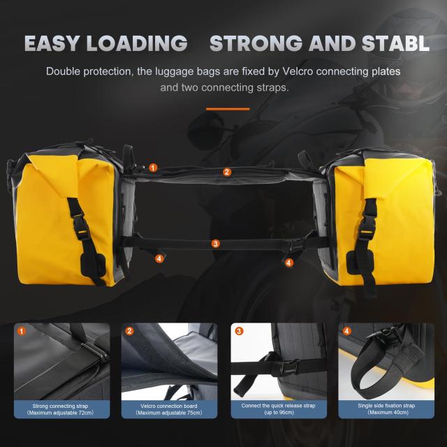 ARMOURAIN バイクのサイド・バッグ50L (25L*2) の座席袋サドル袋オートバイの付属品 (Yellow)_5