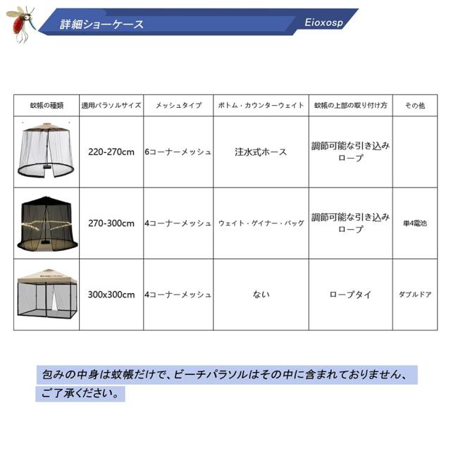 蚊帳 ガーデンパラソル用 大型 モスキートネット ガーデンか 防虫ネット 蚊よけ 虫よけ対策 メッシュ アウトドア キャンプ 取り付け簡単
