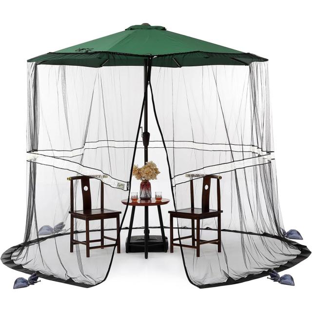 蚊帳 ガーデンパラソル用 大型 モスキートネット ガーデンか 防虫ネット 蚊よけ 虫よけ対策 メッシュ アウトドア キャンプ 取り付け簡単