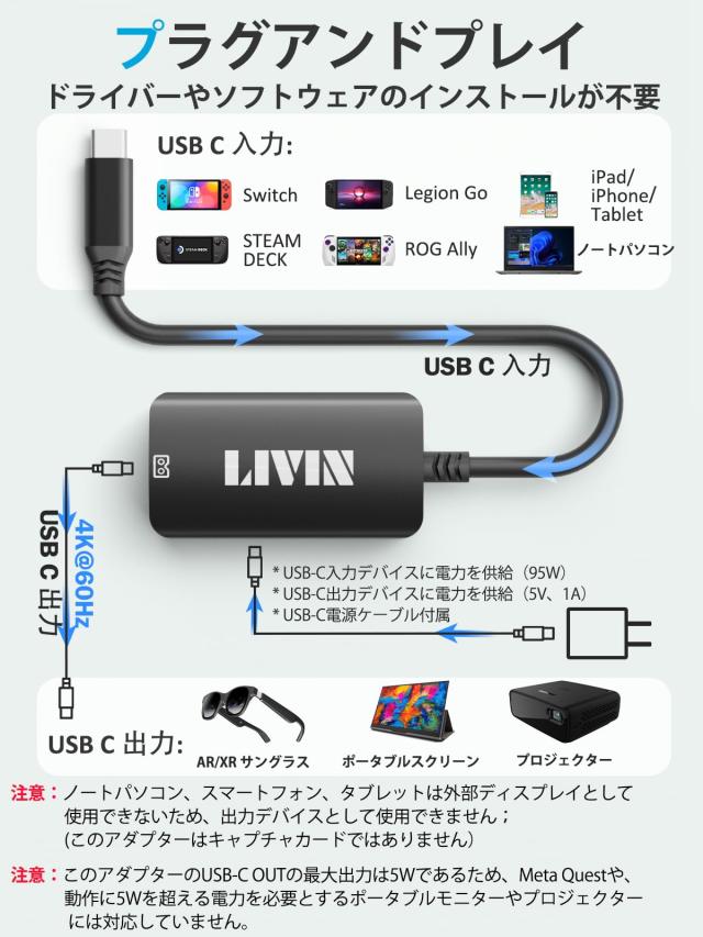 USB C to XREAL/VITURE One/RayNeo AR/XR スマートグラス USB C to XREAL/VITURE One/RayNeo AR/XR スマートグラス