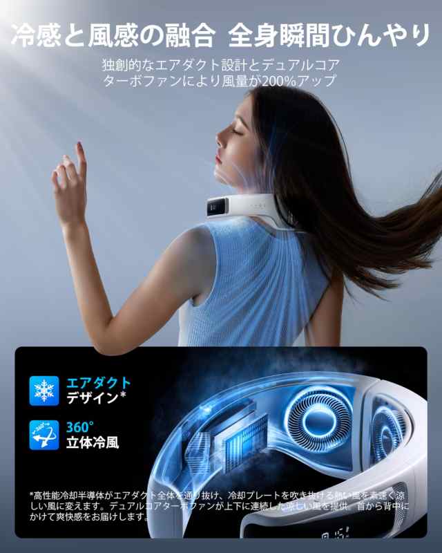 【妥協なき冷却力 AICE LITE】RANVOO 2024新登場 ネッククーラー 冷却プレート 首掛け扇風機 全周ペルチェ素子冷却 360度立体冷風 AI搭載の通販は