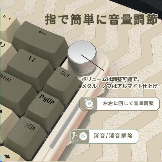 AKS068proゲーミングキーボード アリスレイアウト65% 68キー Sea Salt リニアスイッチ 3モード Bluetooth/2.4G/USB-C人間工学 ガスケット_4
